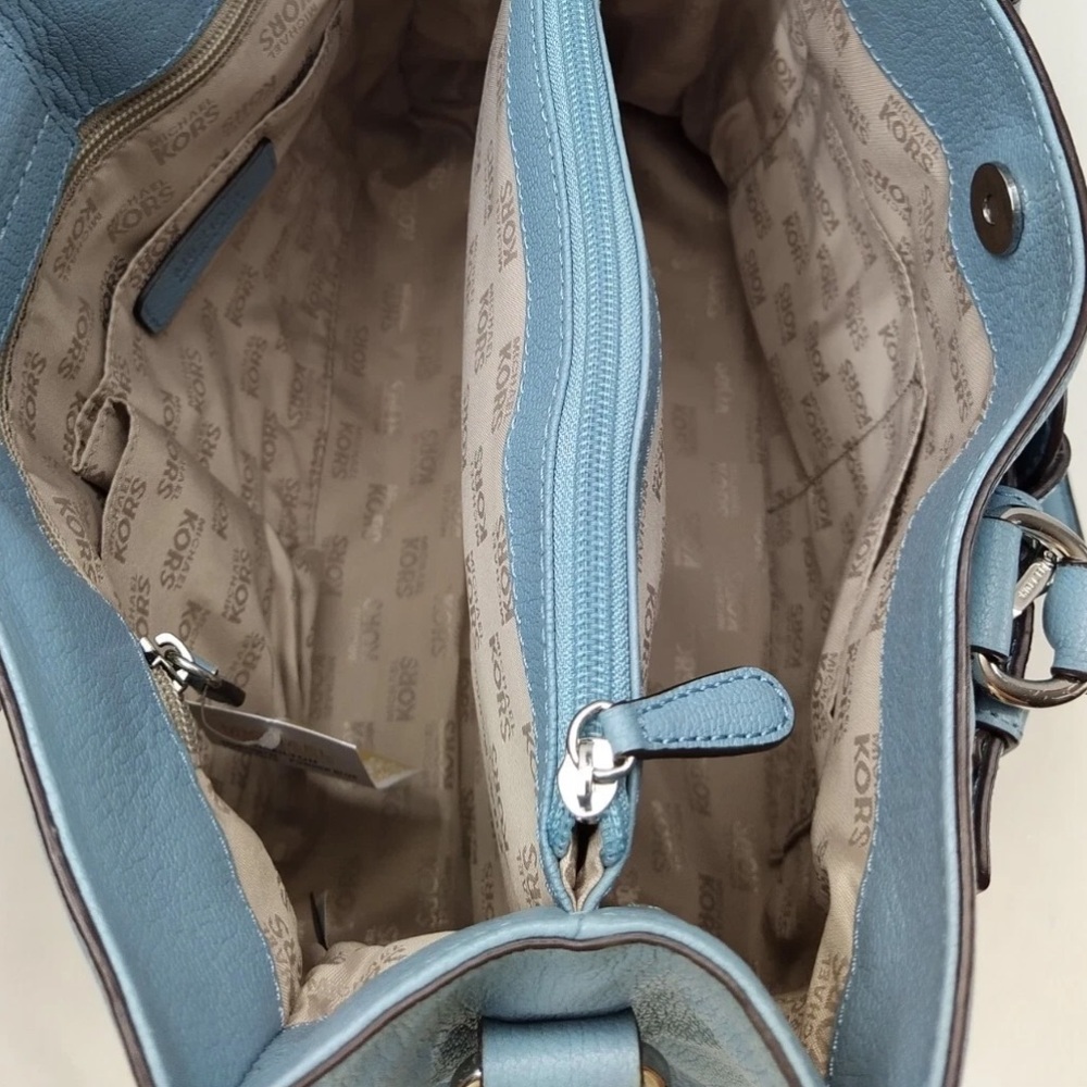 Michael Kors Hamilton Powder Blue Leather Top Handle Large Tote Bag - Picture 12 of 12